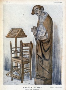 Maurice Barrès y Apotre de Lorraine - Caricatura por Adrien Barrere (1877-1931) en “Fantasio” de Adrien Barrere