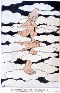 Retrato de Luigi Pirandello (1867 - 1936), dramaturgo italiano - Ilustración de Adrien Barrere (1877-1931) en “Fantasio” del 01/08/1925 de Adrien Barrere