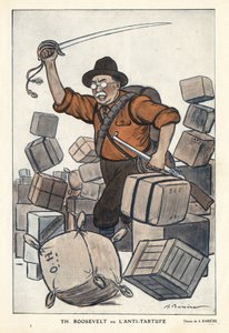 Retrato de Theodore ROOSEVELT (1858-1919) o el anti Tartufe (Tartuffe) en “Fantasio” del 01/02/1913 - Ilustración de Adrien Barrere (1877-1931) de Adrien Barrere