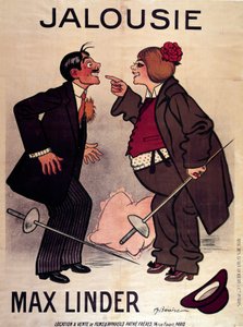 Cartel de "Jalouise" (o Max y el esposo celoso) por Max Linder (Gabriel Lieuvielle) de Adrien Barrere