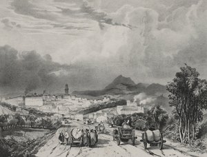 Vista general de Riom, Auvernia de Adrien Dauzats
