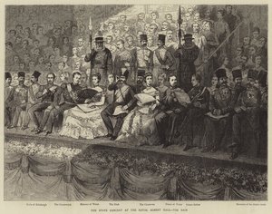 El concierto estatal en el Royal Albert Hall, el estrado de Adrien Emmanuel Marie