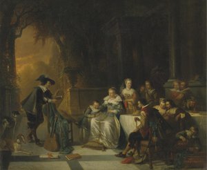 John Dryden Leyendo uno de Sus Poemas Ante la Corte, 1869