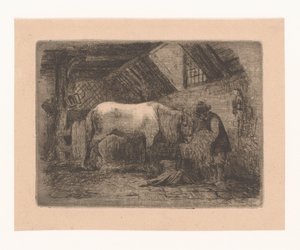 Caballo en un establo de Adrien Joseph Verhoeven Ball