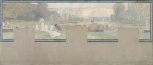 Boceto para el ayuntamiento de Nogent-sur-Marne: Le repos - la navigation, primavera de 1889 (óleo sobre lienzo) de Adrien Karbowsky