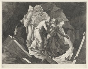Dante y Virgilio entran al infierno por una puerta