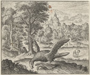 Fábula del buitre y el ruiseñor de Egidius  Sadeler (II)