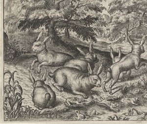 Fábula de las liebres y las ranas de Egidius  Sadeler (II)