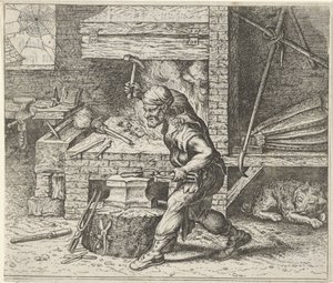 Fábula del herrero y el perro de Egidius  Sadeler (II)