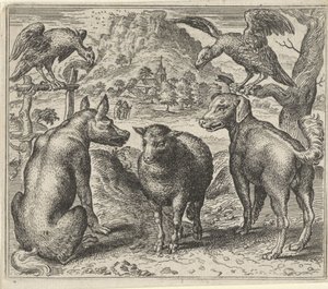 Fábula del lobo y su pleito con las ovejas de Egidius  Sadeler (II)