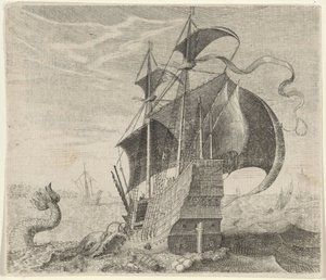 Fábula del barco y la ballena de Egidius  Sadeler (II)