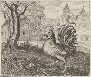 Fábula del gallo y el diamante de Egidius  Sadeler (II)