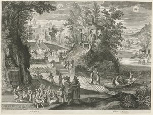 mayo y junio Los doce meses en seis paisajes italianos (título de la serie) de Egidius  Sadeler (II)