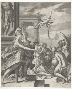 Minerva acompaña a la Pintura a su lugar con las ciencias de Egidius  Sadeler (II)