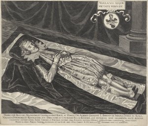Retrato de Albert-Johannes, Baron van Smirzicz en su lecho de muerte de Egidius  Sadeler (II)