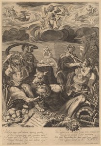 Alegoría del Matrimonio del Emperador Fernando II y Eleonora Gonzaga de Aegidius Sadeler II