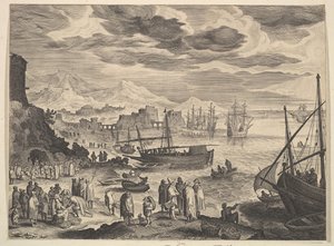 Escena del puerto de Aegidius Sadeler II
