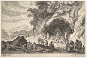 Paisaje montañoso con un grupo de gitanos, 1586-1629 de Aegidius Sadeler II