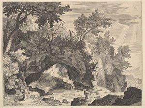 Paisaje Rocoso con la Estigmatización de San Francisco de Aegidius Sadeler II