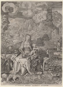 Virgen y Niño en un paisaje de Aegidius Sadeler II after Albrecht Dürer