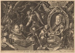 Bartholomaeus Spranger y su difunta esposa Christina Muller de Aegidius Sadeler II, after Bartholomaeus Spranger