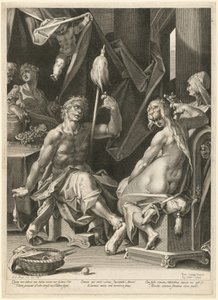 Hércules y Ónfale de Aegidius Sadeler II, after Bartholomaeus Spranger