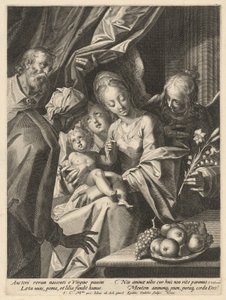 La Sagrada Familia con Santa Ana y Dos Ángeles de Aegidius Sadeler II, after Hans von Aachen