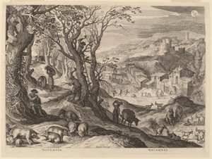 Noviembre y diciembre de Aegidius Sadeler II after Paul Bril