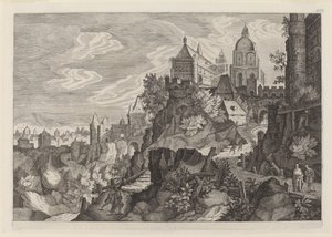 Paisaje rocoso en Bohemia de Aegidius Sadeler II after Pieter Stevens