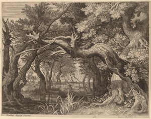 Caza de ciervos cerca de un estanque de Aegidius Sadeler II after Roelandt Savery