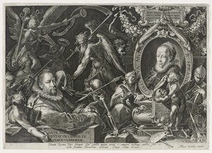 Bartholomaeus Spranger y su esposa, Christina Muller, 1600 de Aegidius Sadeler or Saedeler