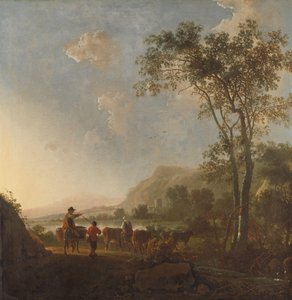 Paisaje con pastores y ganado de Aelbert Cuyp (follower of)