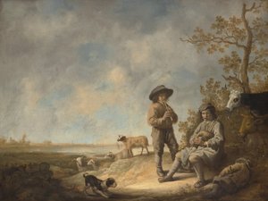 Pastores tocando la flauta de Aelbert Cuyp