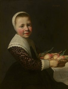 Retrato de una niña con melocotones de Aelbert Cuyp