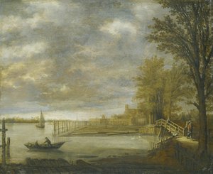 Vista de Dordrecht desde el sur, en primer plano los aserraderos