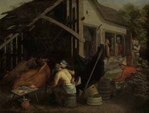 Parejas haciendo el amor en una posada de Aert Pietersz. (attributed to)