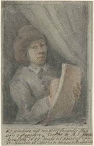 Detalle de un cuadro con el autorretrato de Constantijn Daniël à Renesse de Aert Schouman