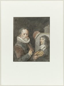 Retrato de Michiel van Mierevelt mientras pinta a Jacob Willemsz. Delff de Aert Schouman