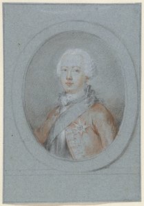 Retrato de un hombre con faja y caballero, a la derecha en óvalo de Aert Schouman