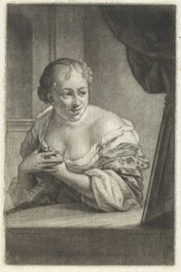mujer frente a un espejo de Aert Schouman