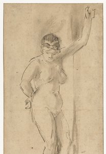 Desnudo femenino de pie con el brazo levantado de Aert de Gelder (attributed to)