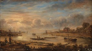 Vista del río al amanecer de Aert van der Neer (copy after)