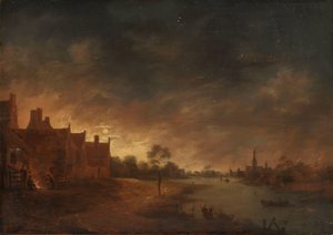 Vista del río a la luz de la luna de Aert van der Neer (copy after)