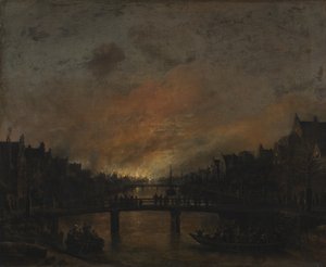 Incendio en Ámsterdam por la noche de Aert van der Neer