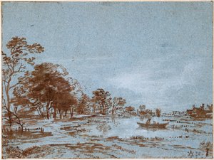 Paisaje fluvial a la luz de la luna