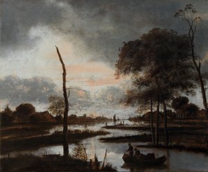 Vista del río: atardecer de Aert van der Neer