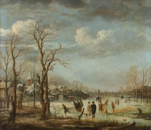 Vista del río en invierno de Aert van der Neer