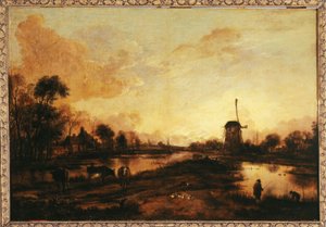 Puesta de sol en el Yssel, hacia 1645 (óleo) de Aert van der Neer