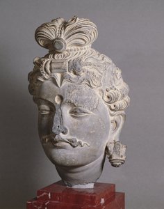 Cabeza de un Bodhisattva, estilo greco-budista, de Buner, siglo II de Afghan School