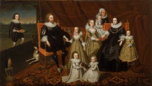 Retrato de Sir Thomas Lucy y su Familia de After Cornelius Johnson